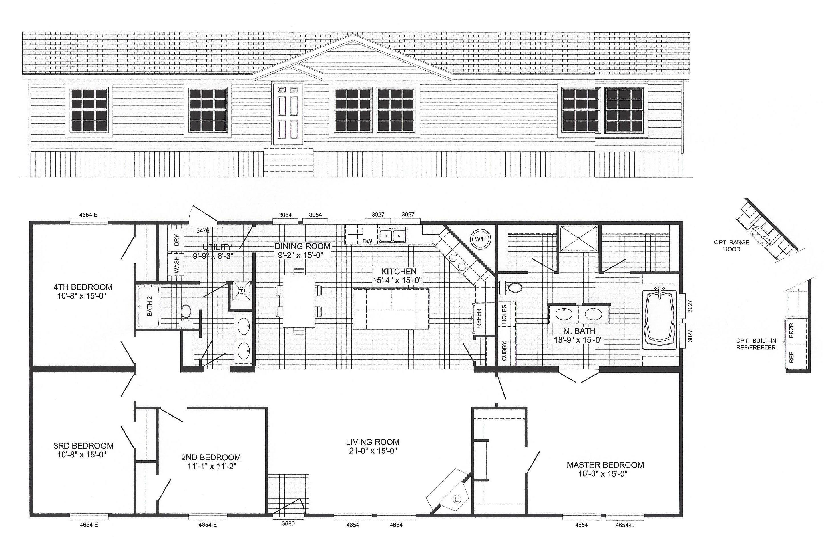4 Bedroom Floor Plan B6012 Hawks Homes Manufactured