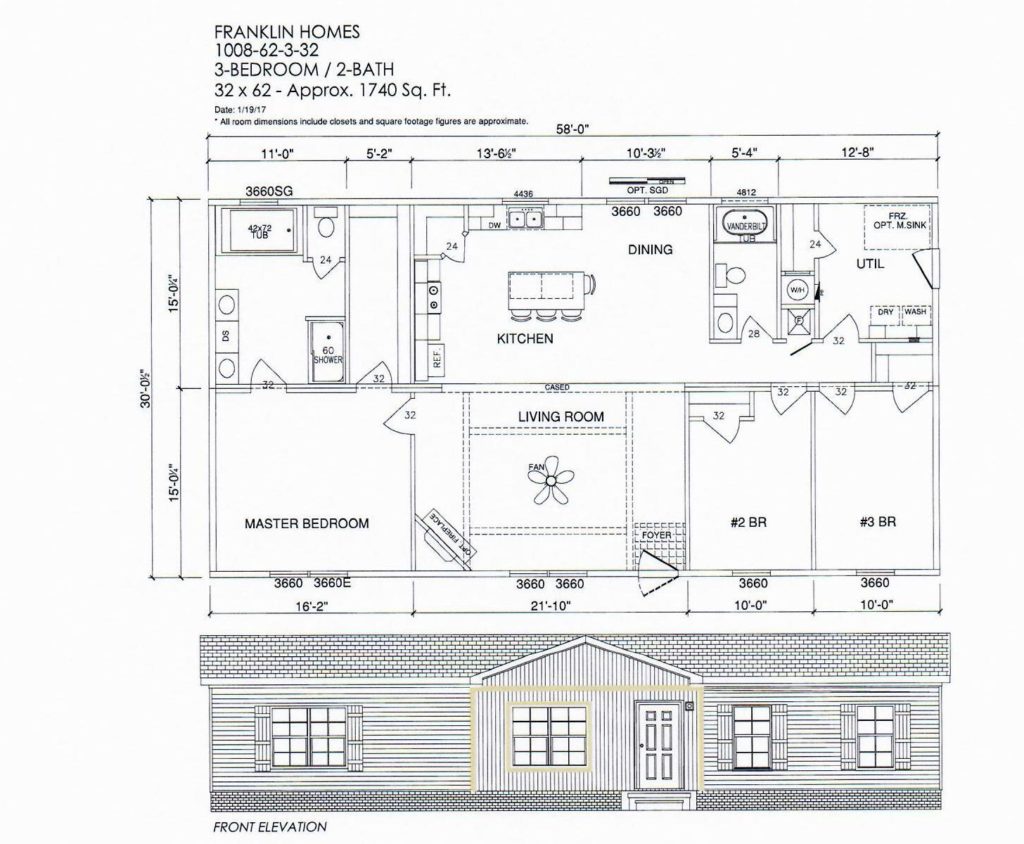 3 Bedroom Floor Plan F 1008 Hawks Homes Manufactured